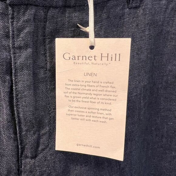 New Garnett Hill Women’s 10 Dark Blue Indigo 100% Linen Trouser Wide Leg‎ Pants - Picture 7 of 7